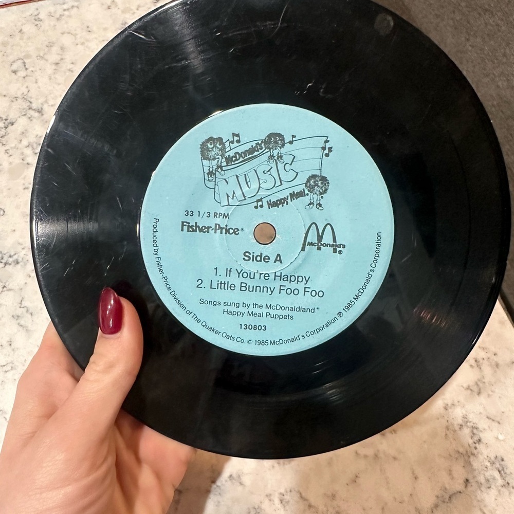 Rare Vintage 1980's McDonalds Fisher-Price Black Vinyl 33 rpm 7" Record